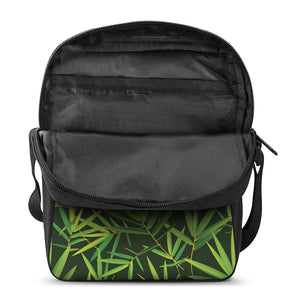 Green Bamboo Leaf Pattern Print Rectangular Crossbody Bag