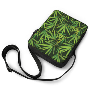 Green Bamboo Leaf Pattern Print Rectangular Crossbody Bag