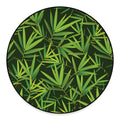 Green Bamboo Leaf Pattern Print Round Floor Mat