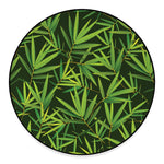 Green Bamboo Leaf Pattern Print Round Floor Mat