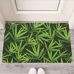 Green Bamboo Leaf Pattern Print Rubber Doormat