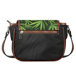 Green Bamboo Leaf Pattern Print Saddle Bag