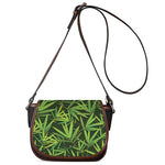 Green Bamboo Leaf Pattern Print Saddle Bag