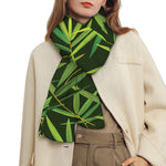 Green Bamboo Leaf Pattern Print Scarf