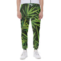 Green Bamboo Leaf Pattern Print Joggers