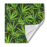 Green Bamboo Leaf Pattern Print Silk Bandana