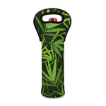 Green Bamboo Leaf Pattern Print Single Neoprene Wine Tote