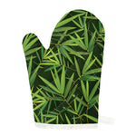 Green Bamboo Leaf Pattern Print Single Oven Mitt