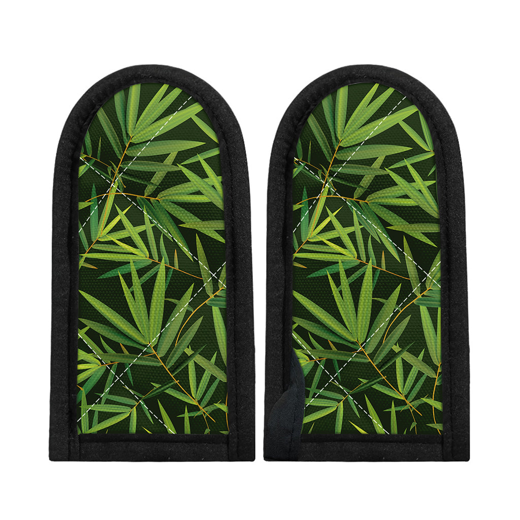 Green Bamboo Leaf Pattern Print Skillet Handle Cover