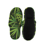 Green Bamboo Leaf Pattern Print Slippers