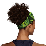 Green Bamboo Leaf Pattern Print Sports Headband