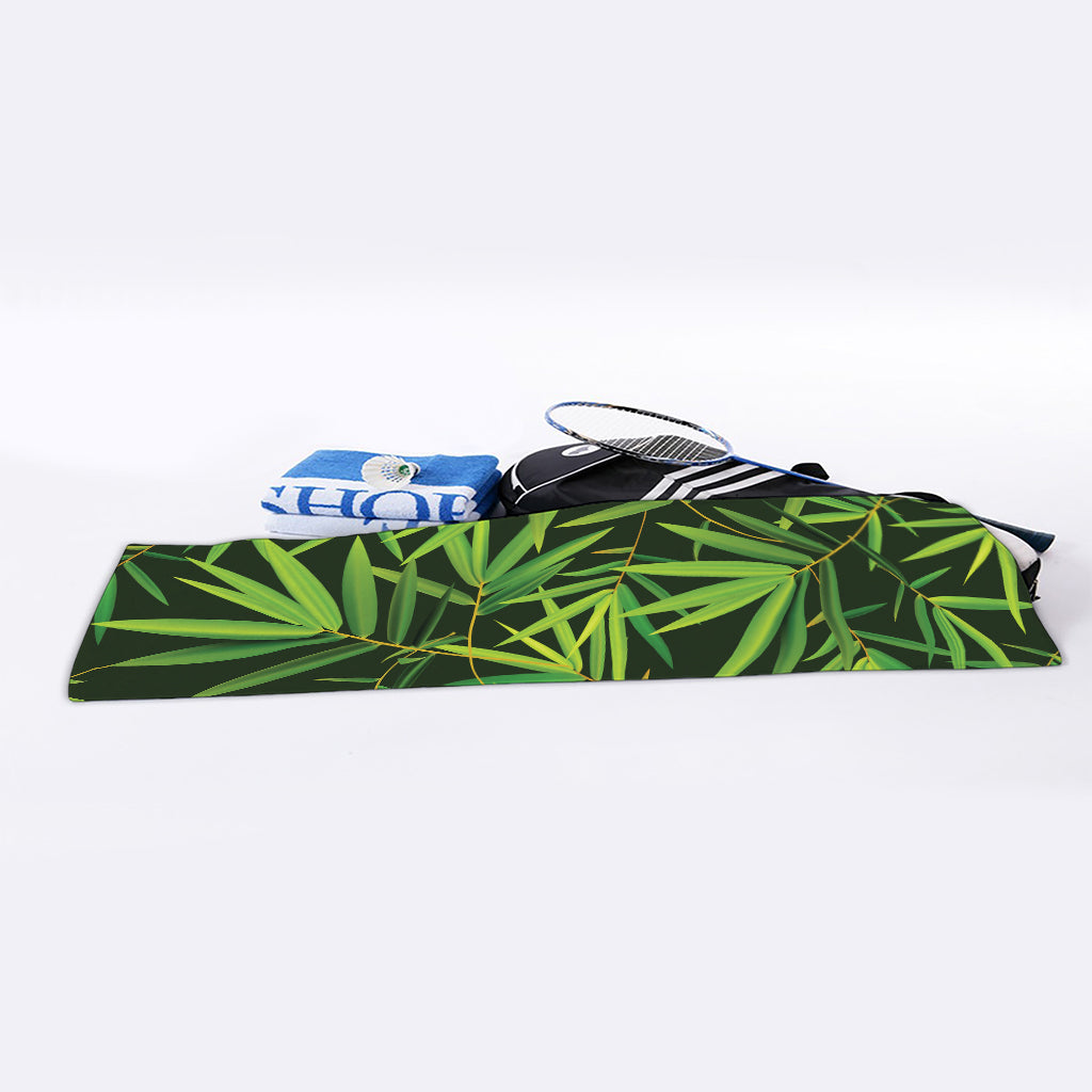 Green Bamboo Leaf Pattern Print Sports Towel