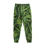 Green Bamboo Leaf Pattern Print Sweatpants