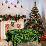 Green Bamboo Leaf Pattern Print Tablecloth