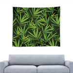 Green Bamboo Leaf Pattern Print Tapestry