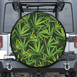 Green Bamboo Leaf Pattern Print Tire Cover