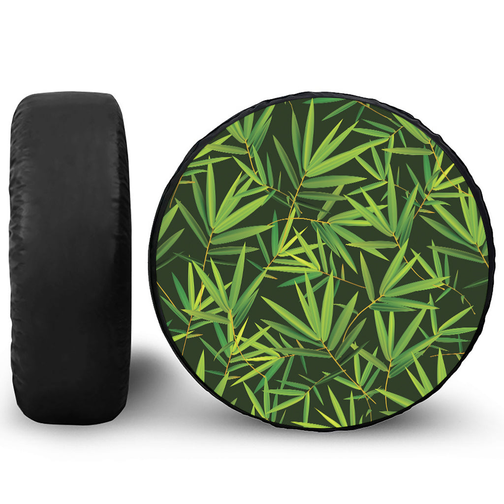 Green Bamboo Leaf Pattern Print Tire Cover
