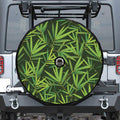 Green Bamboo Leaf Pattern Print Tire Cover With Camera Hole