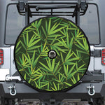 Green Bamboo Leaf Pattern Print Tire Cover With Camera Hole