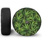 Green Bamboo Leaf Pattern Print Tire Cover With Camera Hole