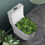 Green Bamboo Leaf Pattern Print Toilet Lid Cover
