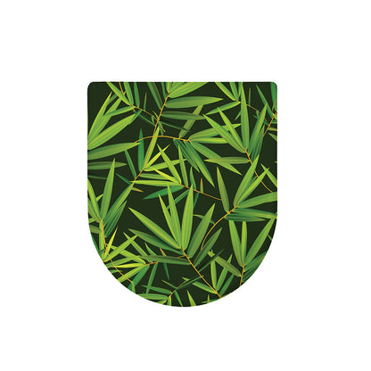 Green Bamboo Leaf Pattern Print Toilet Lid Cover