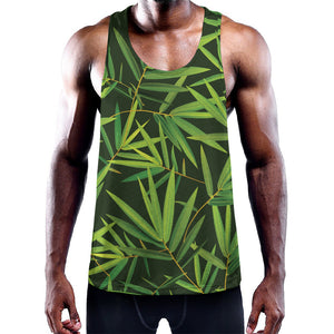 Green Bamboo Leaf Pattern Print Training Tank Top