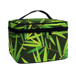Green Bamboo Leaf Pattern Print Travel Makeup Bag
