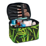 Green Bamboo Leaf Pattern Print Travel Makeup Bag