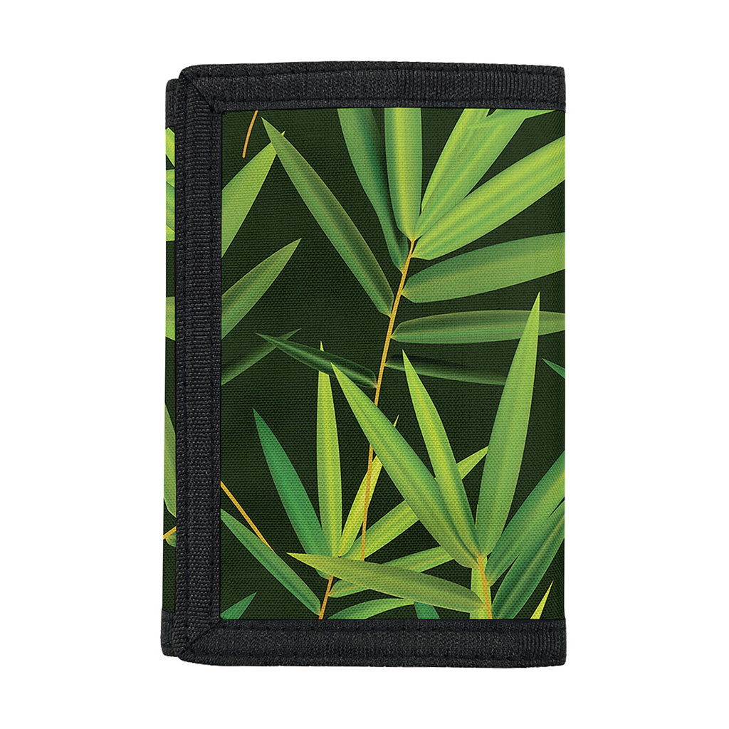 Green Bamboo Leaf Pattern Print Trifold Wallet