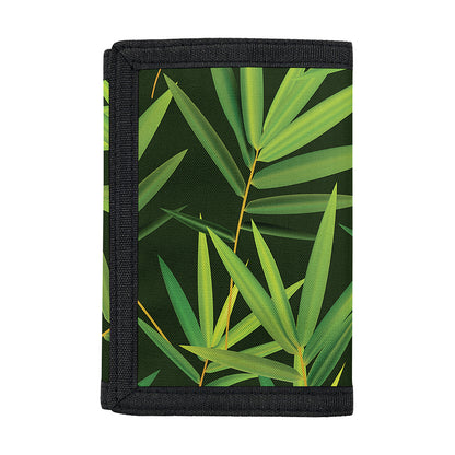 Green Bamboo Leaf Pattern Print Trifold Wallet