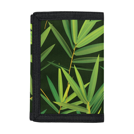 Green Bamboo Leaf Pattern Print Trifold Wallet