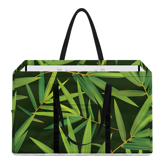 Green Bamboo Leaf Pattern Print Utility Tote Bag