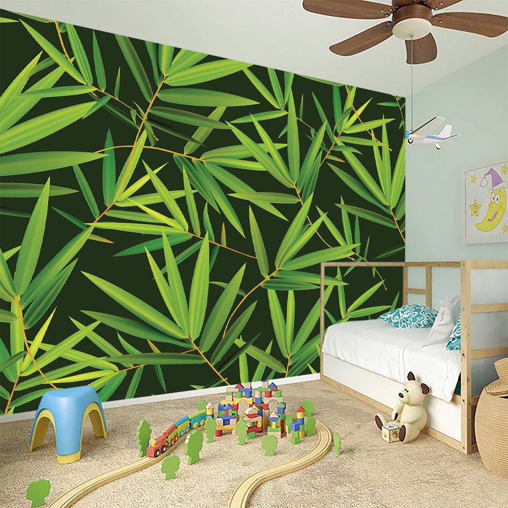 Green Bamboo Leaf Pattern Print Wall Sticker