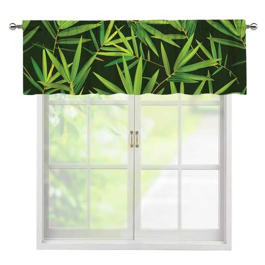 Green Bamboo Leaf Pattern Print Window Valance