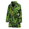 Green Bamboo Leaf Pattern Print Women's Bathrobe