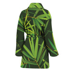 Green Bamboo Leaf Pattern Print Women's Bathrobe