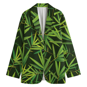 Green Bamboo Leaf Pattern Print Women's Blazer