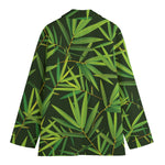 Green Bamboo Leaf Pattern Print Women's Blazer