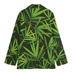 Green Bamboo Leaf Pattern Print Women's Blazer