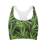 Green Bamboo Leaf Pattern Print Women's Sports Bra