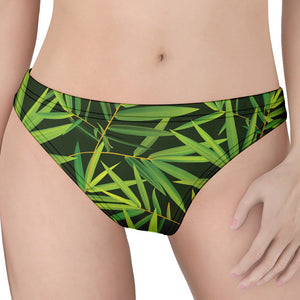 Green Bamboo Leaf Pattern Print Women's Thong