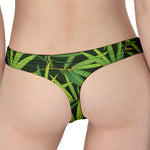 Green Bamboo Leaf Pattern Print Women's Thong