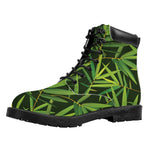 Green Bamboo Leaf Pattern Print Work Boots