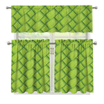 Green Bamboo Print 3 Piece Kitchen Curtains