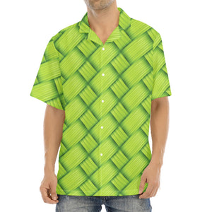 Green Bamboo Print Aloha Shirt