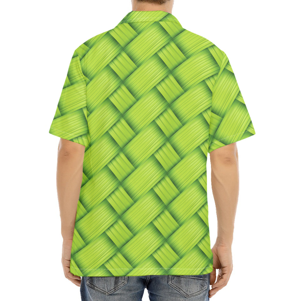 Green Bamboo Print Aloha Shirt