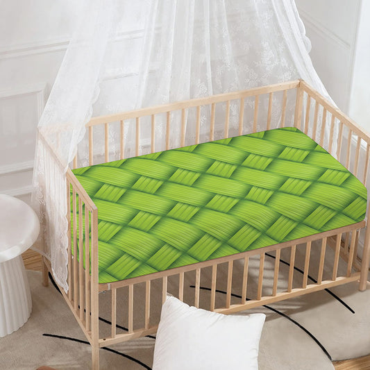 Green Bamboo Print Baby Crib Sheet