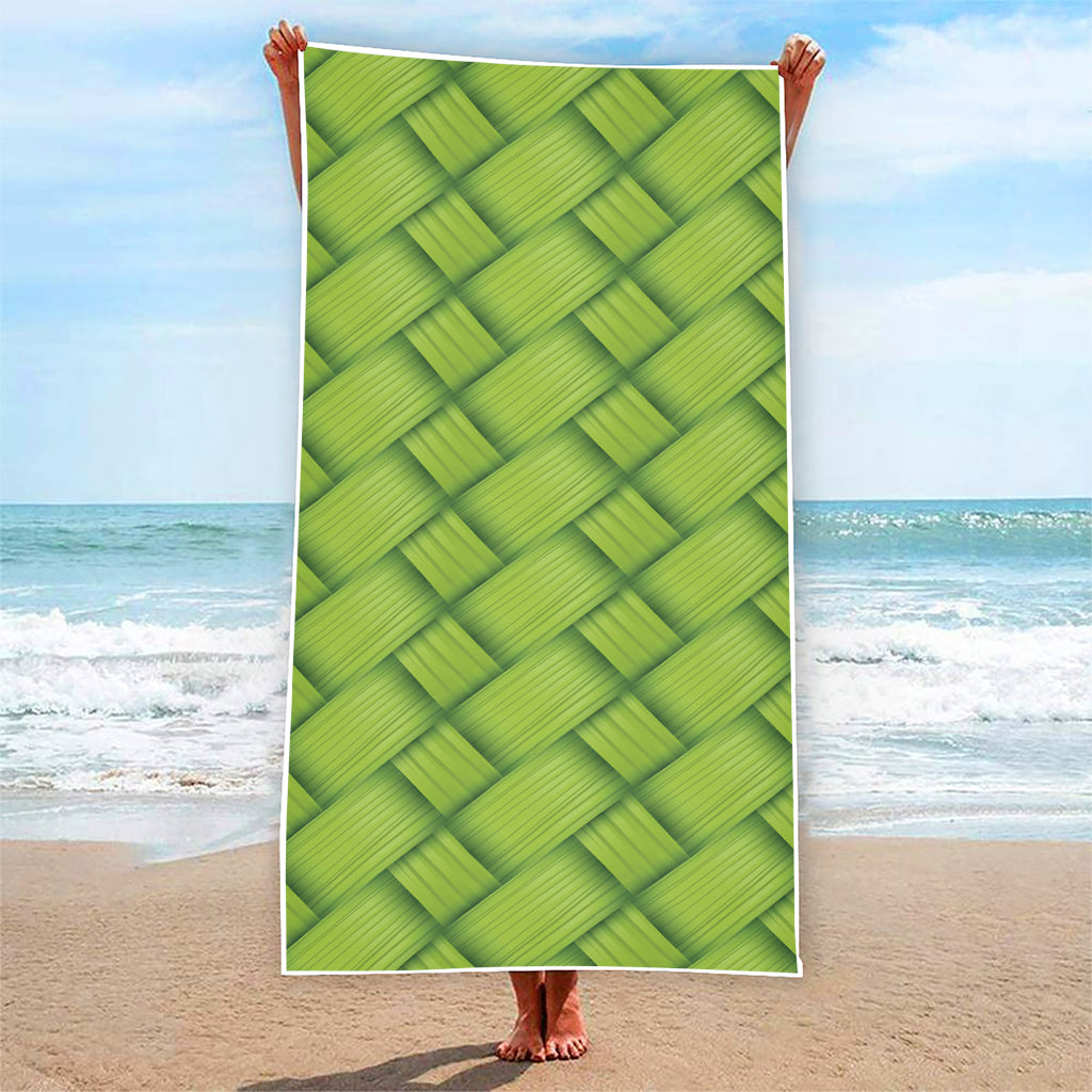 Green Bamboo Print Beach Towel