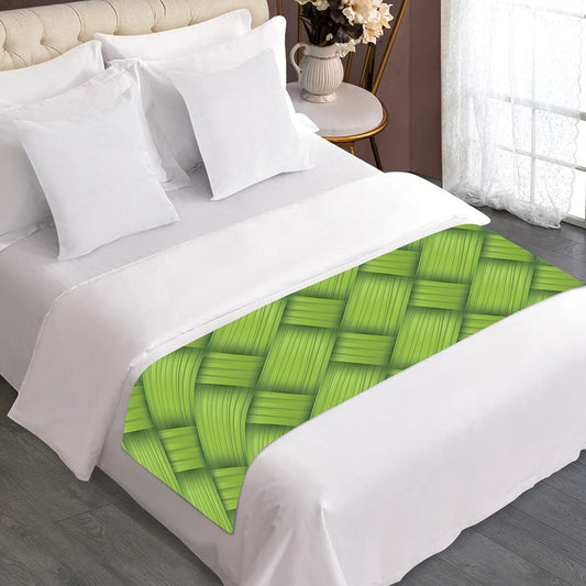 Green Bamboo Print Bed Runner